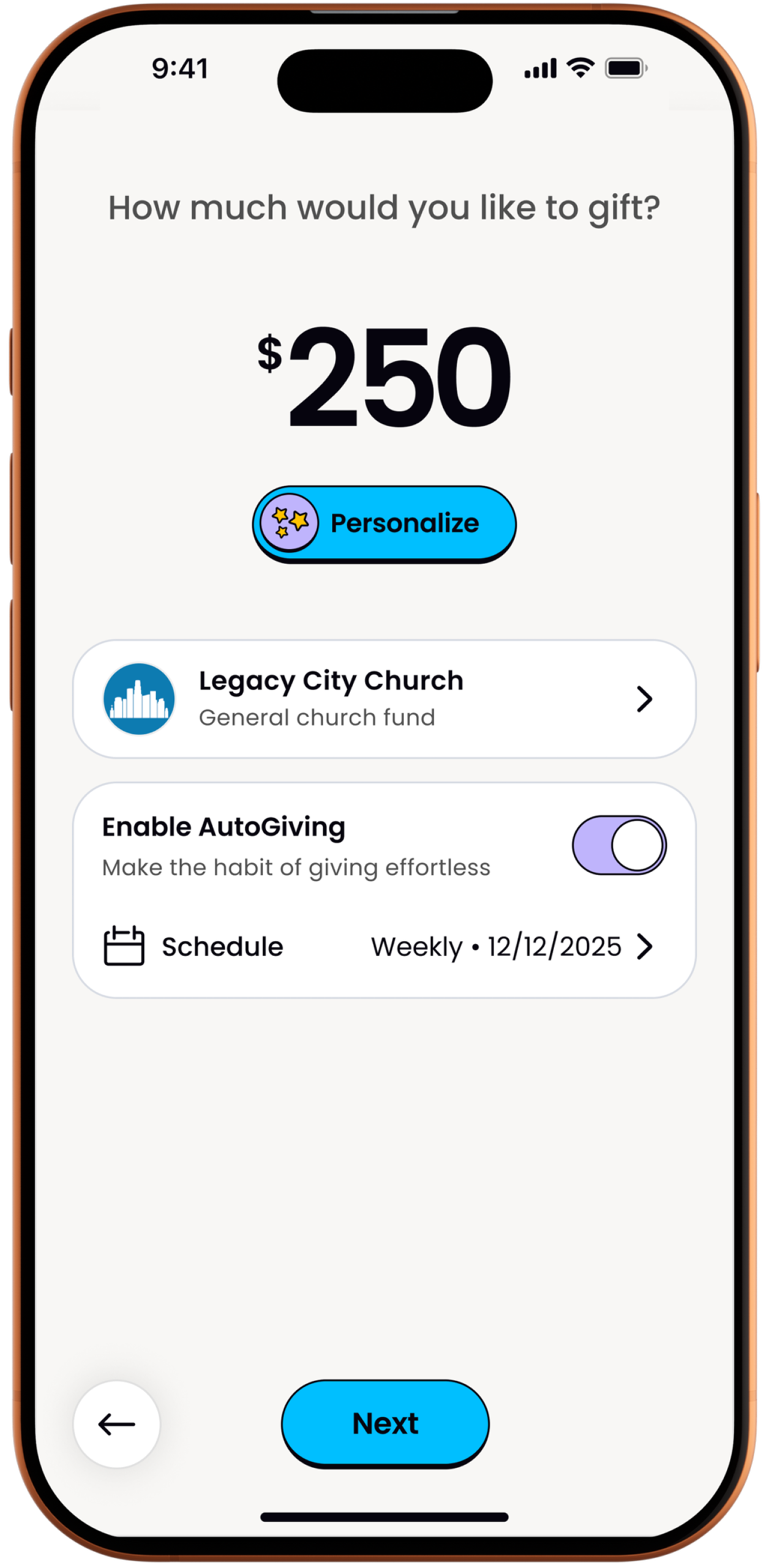 Tap to Give experience